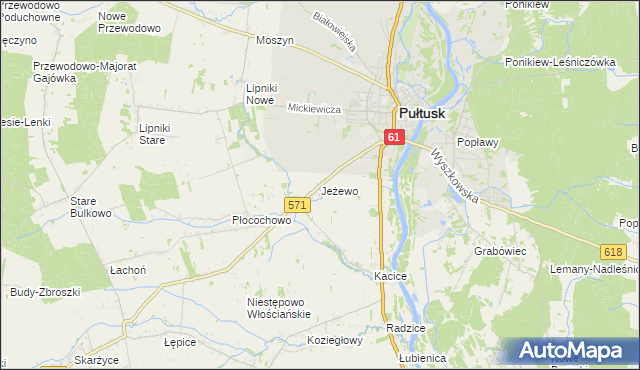 mapa Jeżewo gmina Pułtusk, Jeżewo gmina Pułtusk na mapie Targeo