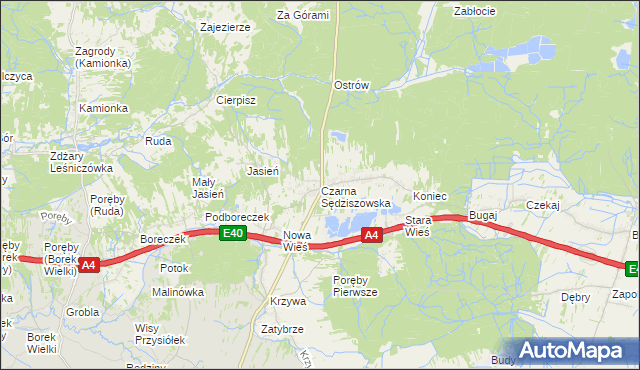 mapa Czarna Sędziszowska, Czarna Sędziszowska na mapie Targeo