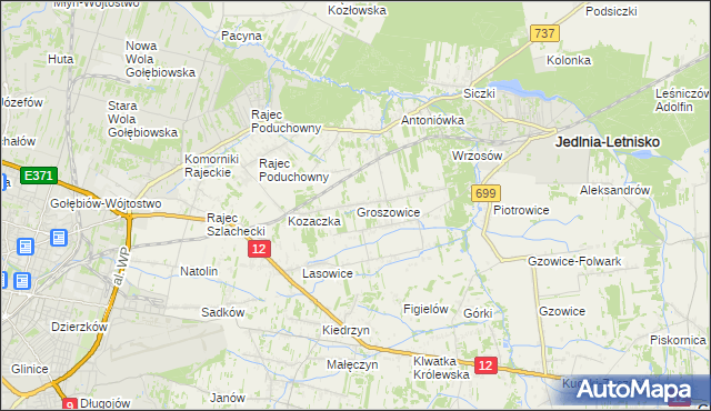 mapa Groszowice, Groszowice na mapie Targeo