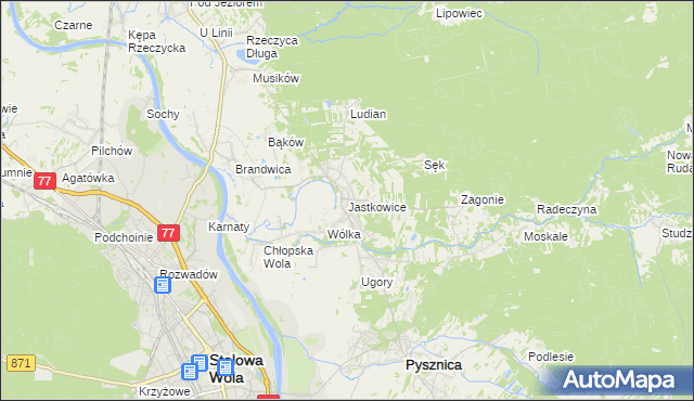 mapa Jastkowice, Jastkowice na mapie Targeo