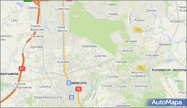 mapa Julianów gmina Piaseczno, Julianów gmina Piaseczno na mapie Targeo