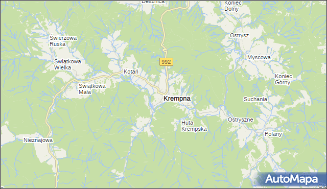 mapa Krempna, Krempna na mapie Targeo