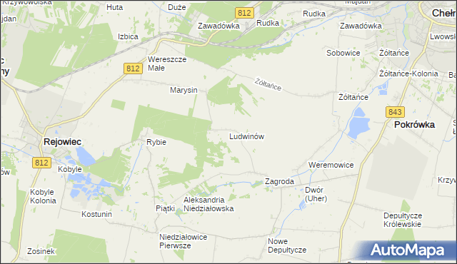 mapa Ludwinów gmina Chełm, Ludwinów gmina Chełm na mapie Targeo