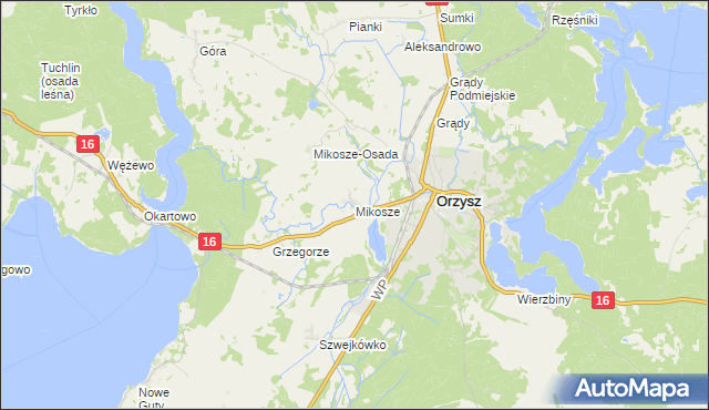 mapa Mikosze, Mikosze na mapie Targeo