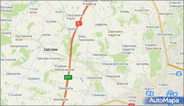 mapa Nieczatów, Nieczatów na mapie Targeo
