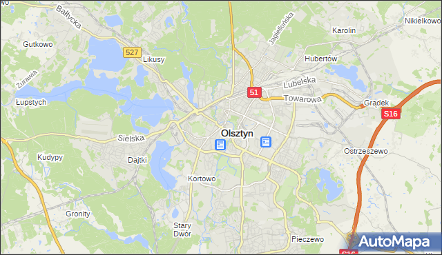 mapa Olsztyna, Olsztyn na mapie Targeo