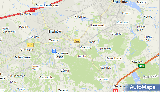 mapa Otrębusy, Otrębusy na mapie Targeo