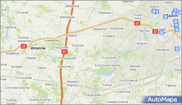 mapa Podkończyce, Podkończyce na mapie Targeo