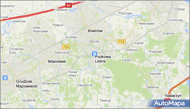 mapa Podkowa Leśna, Podkowa Leśna na mapie Targeo
