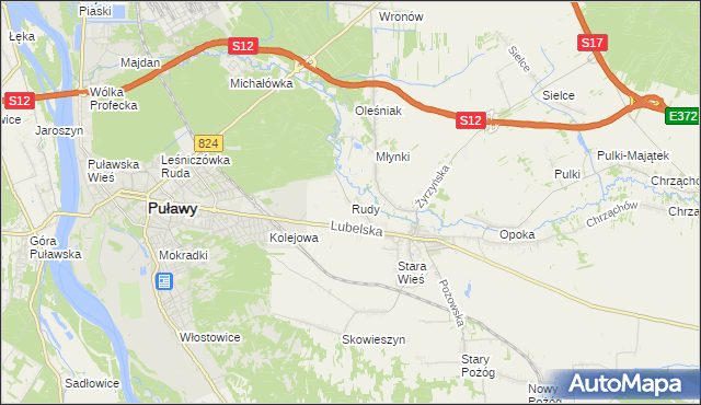 mapa Rudy gmina Końskowola, Rudy gmina Końskowola na mapie Targeo