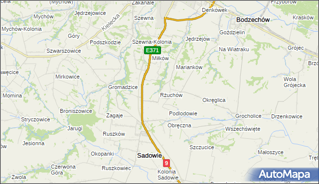 mapa Rżuchów, Rżuchów na mapie Targeo