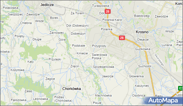 mapa Świerzowa Polska, Świerzowa Polska na mapie Targeo