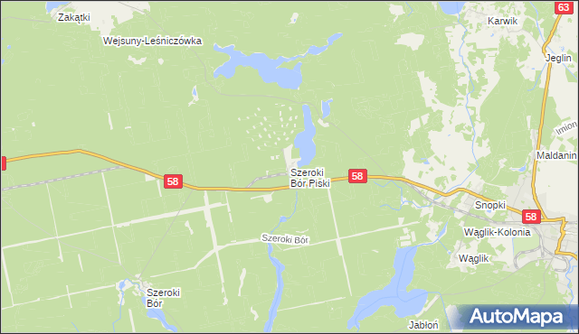 mapa Szeroki Bór Piski, Szeroki Bór Piski na mapie Targeo