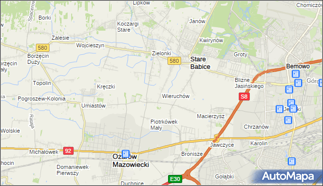 mapa Wieruchów, Wieruchów na mapie Targeo