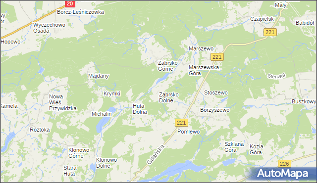 mapa Ząbrsko Dolne, Ząbrsko Dolne na mapie Targeo
