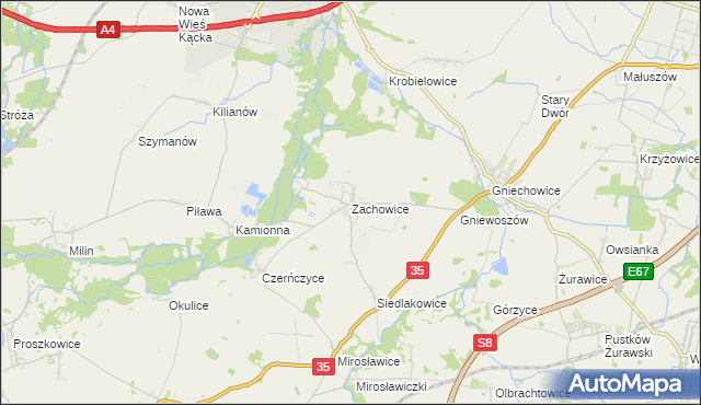 mapa Zachowice, Zachowice na mapie Targeo