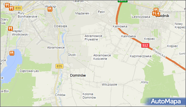 mapa Abramowice Kościelne, Abramowice Kościelne na mapie Targeo