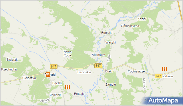 mapa Adamusy, Adamusy na mapie Targeo