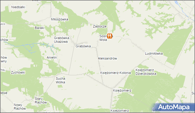 mapa Aleksandrów gmina Gościeradów, Aleksandrów gmina Gościeradów na mapie Targeo
