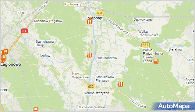 mapa Aleksandrów gmina Nieporęt, Aleksandrów gmina Nieporęt na mapie Targeo