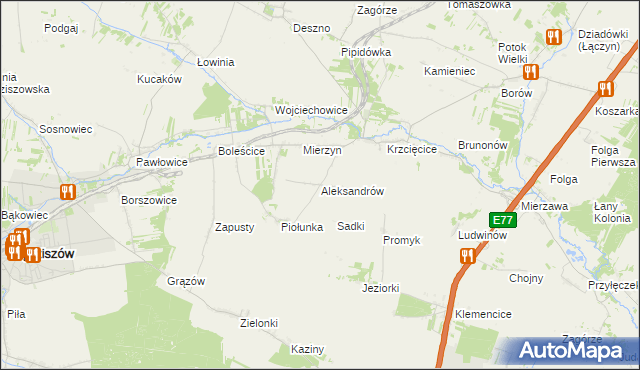 mapa Aleksandrów gmina Sędziszów, Aleksandrów gmina Sędziszów na mapie Targeo