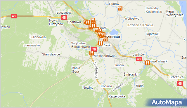 mapa Aleksandrówka gmina Kozienice, Aleksandrówka gmina Kozienice na mapie Targeo
