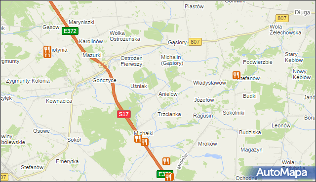 mapa Anielów gmina Sobolew, Anielów gmina Sobolew na mapie Targeo