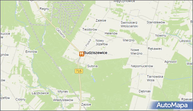 mapa Antolin gmina Budziszewice, Antolin gmina Budziszewice na mapie Targeo