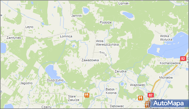 mapa Babsk gmina Urszulin, Babsk gmina Urszulin na mapie Targeo