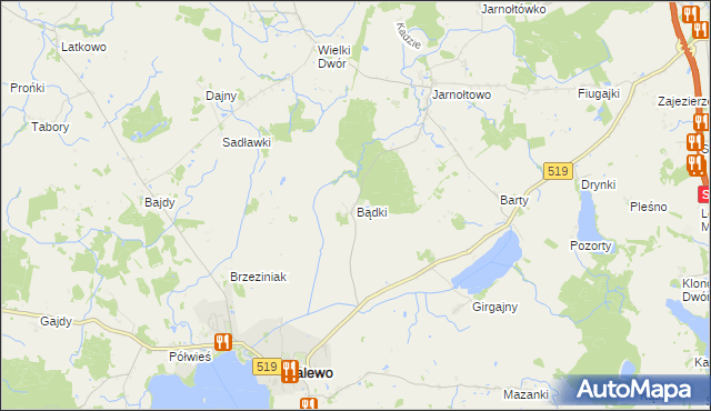 mapa Bądki gmina Zalewo, Bądki gmina Zalewo na mapie Targeo