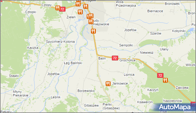 mapa Balin gmina Poddębice, Balin gmina Poddębice na mapie Targeo