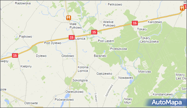 mapa Baraniec gmina Golub-Dobrzyń, Baraniec gmina Golub-Dobrzyń na mapie Targeo