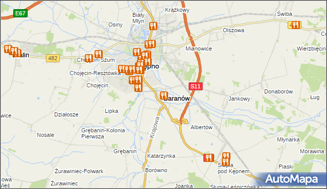 mapa Baranów powiat kępiński, Baranów powiat kępiński na mapie Targeo