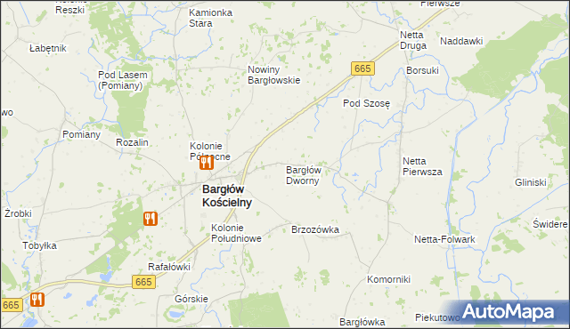 mapa Bargłów Dworny, Bargłów Dworny na mapie Targeo