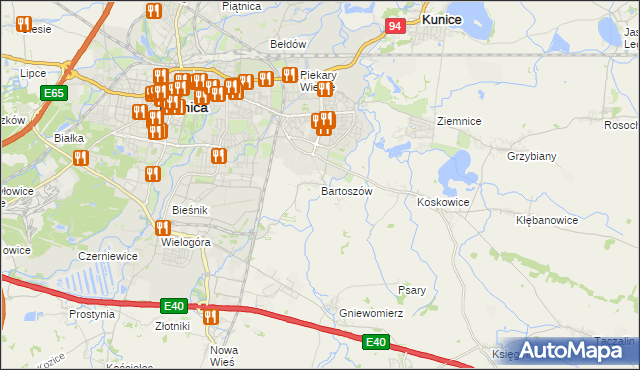 mapa Bartoszów gmina Legnickie Pole, Bartoszów gmina Legnickie Pole na mapie Targeo