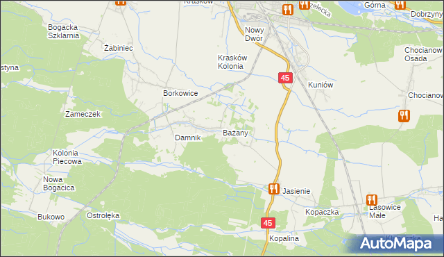 mapa Bażany, Bażany na mapie Targeo