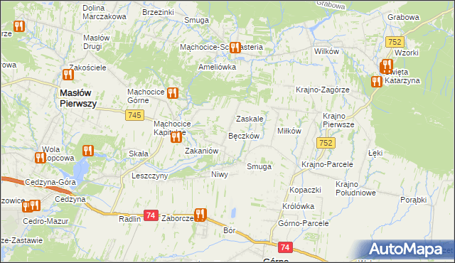 mapa Bęczków, Bęczków na mapie Targeo