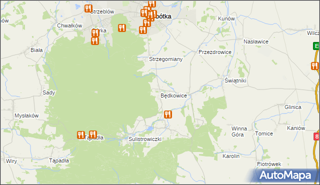 mapa Będkowice gmina Sobótka, Będkowice gmina Sobótka na mapie Targeo