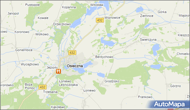 mapa Berdychowo gmina Osieczna, Berdychowo gmina Osieczna na mapie Targeo