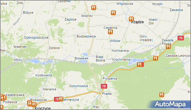 mapa Biała Błotna, Biała Błotna na mapie Targeo