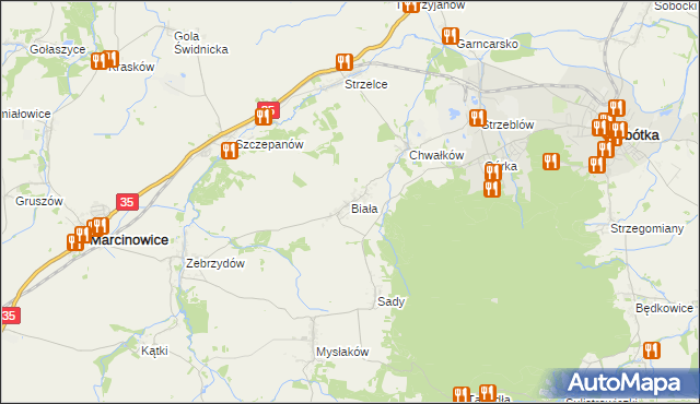 mapa Biała gmina Marcinowice, Biała gmina Marcinowice na mapie Targeo