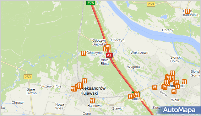 mapa Białe Błota gmina Aleksandrów Kujawski, Białe Błota gmina Aleksandrów Kujawski na mapie Targeo