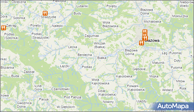 mapa Białka gmina Błażowa, Białka gmina Błażowa na mapie Targeo