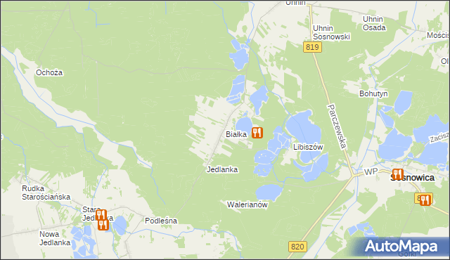 mapa Białka gmina Dębowa Kłoda, Białka gmina Dębowa Kłoda na mapie Targeo