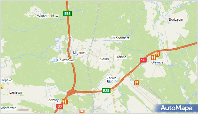 mapa Białuń gmina Goleniów, Białuń gmina Goleniów na mapie Targeo