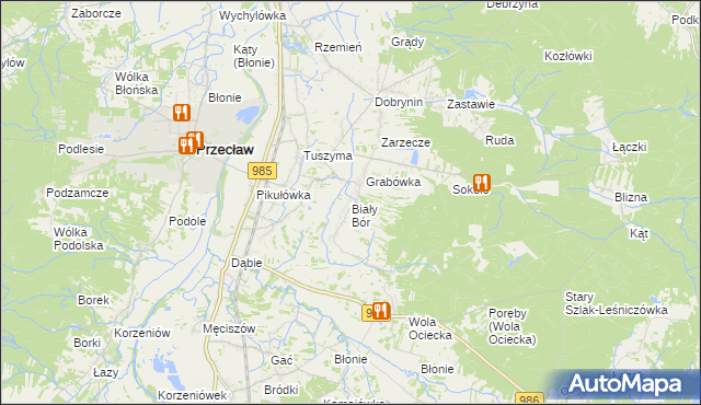 mapa Biały Bór gmina Przecław, Biały Bór gmina Przecław na mapie Targeo