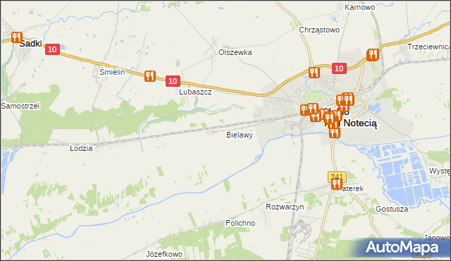 mapa Bielawy gmina Nakło nad Notecią, Bielawy gmina Nakło nad Notecią na mapie Targeo