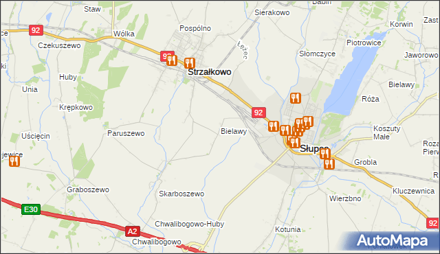 mapa Bielawy gmina Strzałkowo, Bielawy gmina Strzałkowo na mapie Targeo