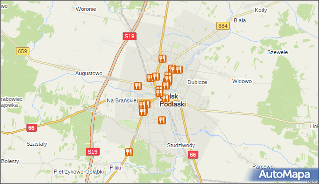mapa Bielsk Podlaski, Bielsk Podlaski na mapie Targeo