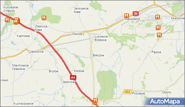 mapa Bierzów gmina Skarbimierz, Bierzów gmina Skarbimierz na mapie Targeo